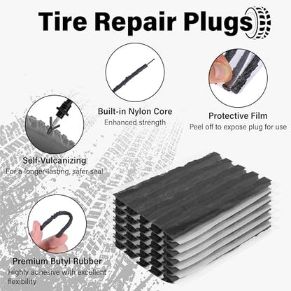 Sixzoo 30 PCS Tire Plugs Heavy Duty, 4" X 0.24" Tire Repair Plugs, Rubber Tires Plug, Tires Repair Strings for Tubeless Puncture Car, RV, SUV, ATV, Motorcycle, Truck,Tractor (Black) - color: black