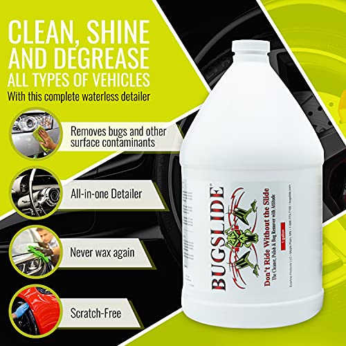 BugSlide 1 Gallon Cleaner Refill for Spray Bottles & Travel Kits - All Surfaces Cleaning and Detailing Solution for Vehicle Interior and Exterior Use - Shines, Degreases, Polishes - style: 1 Gal Refill