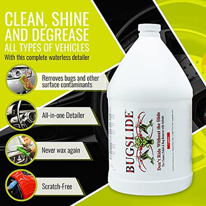 BugSlide 1 Gallon Cleaner Refill for Spray Bottles & Travel Kits - All Surfaces Cleaning and Detailing Solution for Vehicle Interior and Exterior Use - Shines, Degreases, Polishes - style: 1 Gal Refill