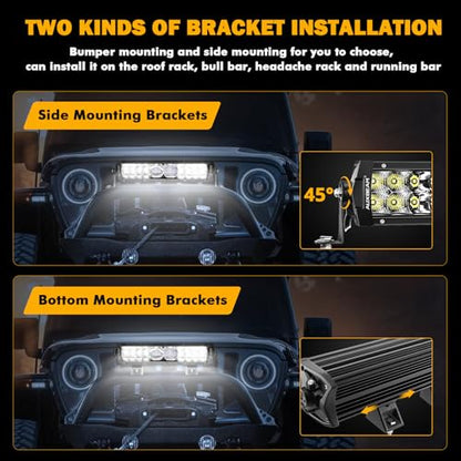 Auxbeam 12 Inch LED Light Bar, 100W 12000LM Spot Flood Combo Off Road Driving Lights, 5D-PRO Series Waterproof Dual Row Driving Work Lamp Lights with Wiring Harness for Cars Trucks Jeep ATV UTV Boats - size: 12" 100W