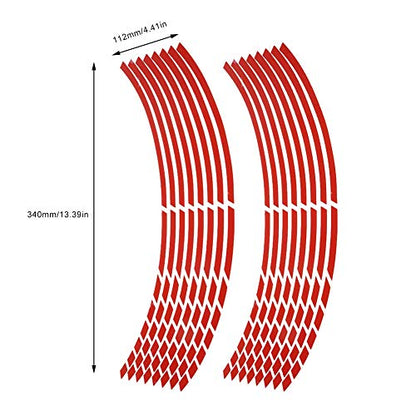 aqxreight Reflective Wheel Rim Stripe Decal, 16pcs Bike Motorcycle 16 18inch Reflective Wheel Strip Stickers Decoration Accessory(Red)