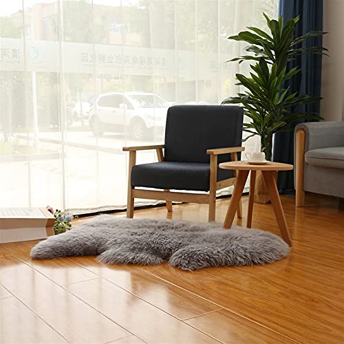 Real Genuine Sheepskin Rug Natural Fur Rug Sheep Skin Rugs Grey Full Sheepskin Rugs Authentic Sheep Skin Throw Lambskin Seat Covers for Chairs Wool Seat Pad Cushion Gray (2.3X3.28 ft) - color: 8