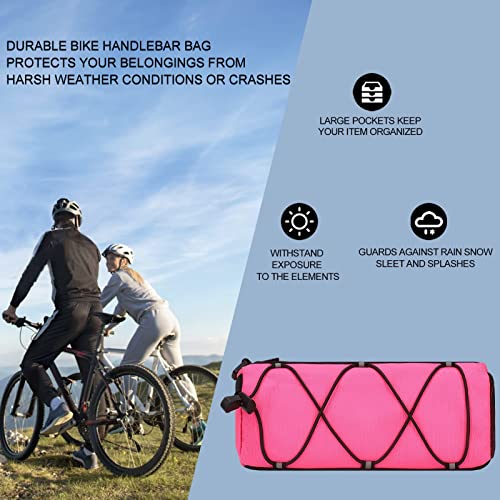 KOSIBATE Bike Handlebar Bag - Bicycle Front Bag with Shoulder Strap, Mountain & Road Bike Accessory, Pink - color: Pink
