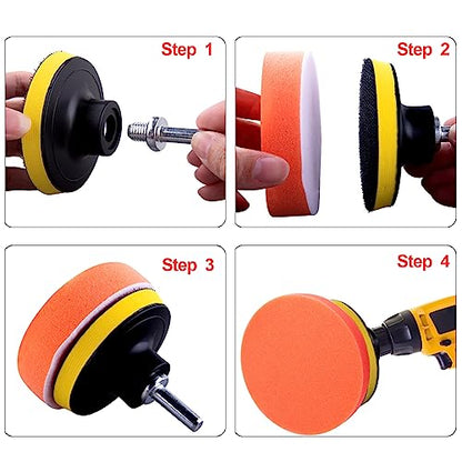 SIQUK 23 Pieces 6 Inch Buffing Pads Car Polisher Bonnets Foam Polishing Pad Kit Wax Buffer Polish Pads Car Buffer Attachment for Drill - size: 6 Inch