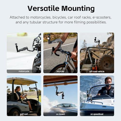 MOVMAX Blade Arm Bike Motorcycle Handlebar Mount Stabilizer, Camera Clamp Mount Shock Absorber for DJI Osmo Pocket 4/Pocket 3, Insta 360, GoPro Hero Cameras w Ball Head, Pocket 3 Accessories - style: Motorcycle Clamp Kit