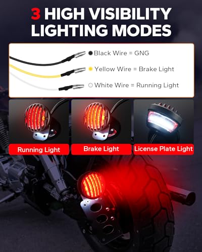 Amazicha 3/4" Motorcycle LED Tail Brake Light with Bracket, IP67 Waterproof Motorcycle Side Mount License Plate Rear Light Compatible for Harley Sporster Bobber Chopper Yamaha Suzuki Honda Kawasaki - size: 0.75inch, style: Flat
