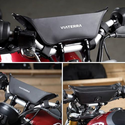 ViaTerra Waterproof Handlebar Bag 2L – Universal Motorcycle Handlebar Pouch | Front/Crash Bar Storage Bag For Adventure Riding