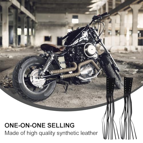 Garneck Motorcycle Lever Tassels Fringe Leather Motorcycle Lever Handlebar Throttle Brake Clutch Grip Covers Wraps