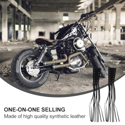 Garneck Motorcycle Lever Tassels Fringe Leather Motorcycle Lever Handlebar Throttle Brake Clutch Grip Covers Wraps