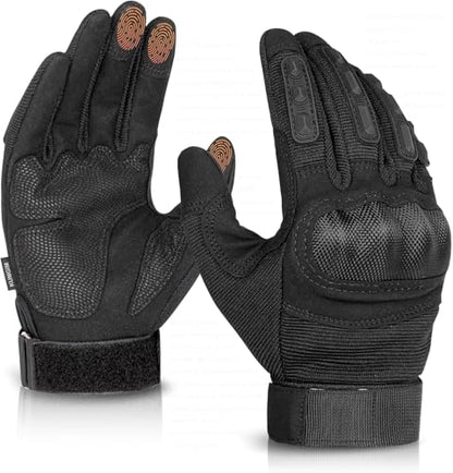 KUMGIM Motorcycle Gloves for Men and Women, Tactical Gloves Black Touchscreen with Hard Shell for Airsoft, Paintball, Motocross, Hunting, Shooting, Camping, ATV Riding, Outdoor Sports, Work - size: Large