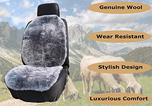 Genuine Sheepskin Car Seat Covers Shearing Car Seat Covers Sheepskin Wool Detachable Premium Car Seat Cover (1 Pack, Gray) - color: Gray