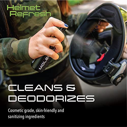 Molecule Helmet Refresh Spray | Premium Helmet Care | Cleans & Deodorizes Helmets, Visors, and Goggles | Signature Fresh Scent | 4 Ounces