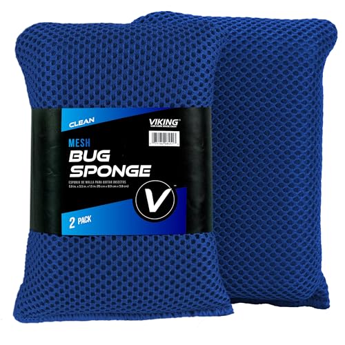 VIKING Mesh Bug Sponge, Car Wash Sponge for Cleaning Bugs and Tar, Royal Blue, 4 inch by 6 inch, 2 Pack - size: 2 Pack, style: 2 Pack