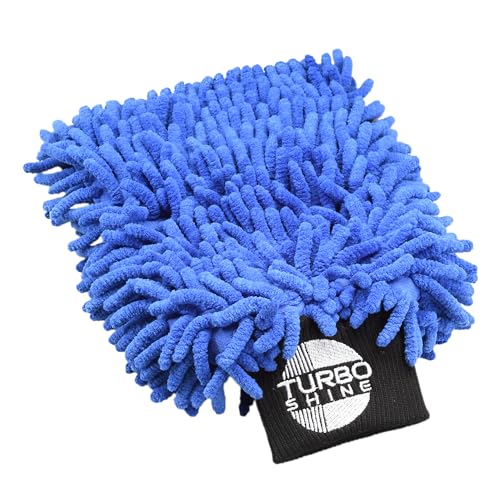 Microfiber Car Wash Mitt, Chenille Noodle Glove for Cars, Trucks, RVs, and Boats, Scratch-Free, Machine Washable, Reusable (1, Blue) - color: Blue