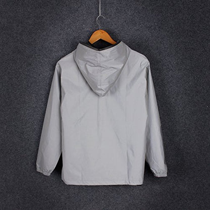 Reflective Coat Hooded Windbreaker Fashion Runing Pocket Jacket - size: XX-Large