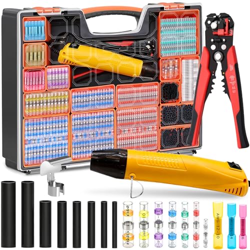 2066PCS Ultimate All-in-One Heat Shrink Solder Seal Wire Connectors Kit: Waterproof Solder Stick Butt Connectors, Heat Gun & Wire Stripper for Automotive, Marine & Electrical Projects Automotive - size: 2066PCS