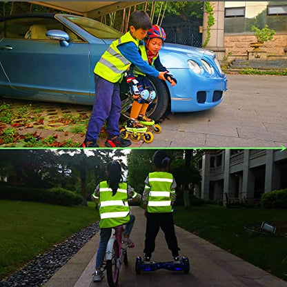 Hi Vis Kids Safety Vest + 2 Reflective Bands & Bag, Toddler Safety Vest,Reflective Vest Kids With Zipper,Toddler Construction Vest For Cycling & Running S1/SET - color: Neon Yellow（+2bands）, size: Small