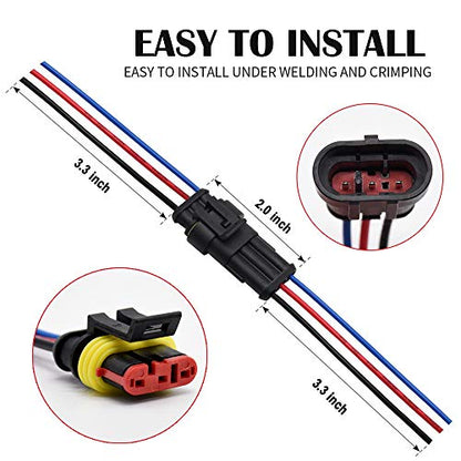 3 Pin Connector Waterproof Connector, Male and Female Way 16 AWG Wire Suitable for car Truck, Boat and Other Wire Connection 5 kit - size: 3 PIN