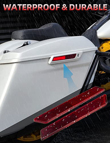 Amazicha Red Saddlebag Reflector Hard Saddle Bag Latch Cover Reflectors Compatible for Harley Touring Street Glide Electra Glide Road Glide Road King 2014-2024 - color: Red