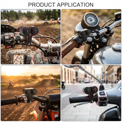 Dual Universal 7/8" 22mm Motorcycle Handlebar Switch, 12V Waterproof Handle Bar ON Off Toggle Switch for Motorcycle ATV Dirt Bike Scooter Marine Fog Light, Black