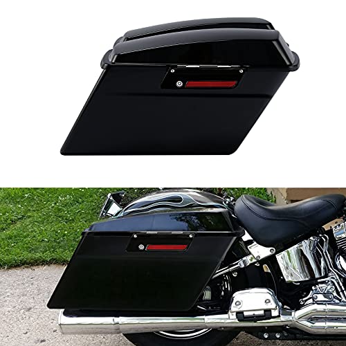 TCMT Hard Saddle bags Saddlebag Trunk W/Latch Keys Fits For Harley Touring Road King Road Street Glide Ultra Classic FLHT FLHR FLHX 1994-2013 - color: Vivid Black Black Latches#B
