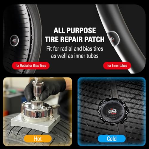 CKAuto 100 PCS All Purpose Tire Repair Patch Kit Heavy Duty 1-4/5"(45mm), Tire Repair Kit Flat for Car Van Truck Bus Bike Motorcycle and Inner Tire, Round Dia 1-4/5"(45mm) - size: Dia 45mm 100pcs