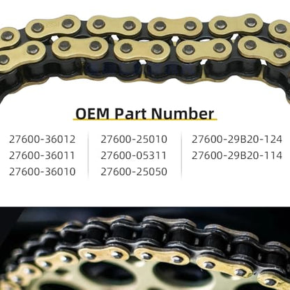 428H Drive Chain 114 Link with 6pcs Connecting Master Link Compatible with 50cc 70cc 90cc 110cc Motorcycle Bike ATV Quad Go Kart 4 Wheeler Seamless Small Tube with Chain Breaker - size: 114 Link