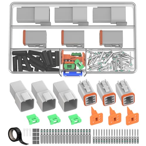 6 Pin DT Connector Kit Gray Waterproof Deutsch Automotive Connectors Kit with Solid Terminals and Sealing Plugs for Car Truck Motorcycle Marine Wiring 14–20 AWG，3 Sets - size: 6 Pin 3 Sets