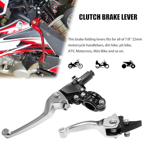 7/8inch 22mm Universal Motorcycle Clutch Brake Lever Folding Levers for 50/110/125/140/150cc Dirt Pit Bike SSR RFZ 125 DBX18/19 Xpro Coolster Thumpstar Baja Apollo (Silver) - color: Silver