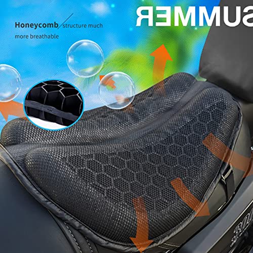 Motorcycle Seat Cushion, Motorcycle Gel Seat Pad with 3D Honeycomb Shock-Absorbing Breathable Seat Cover
