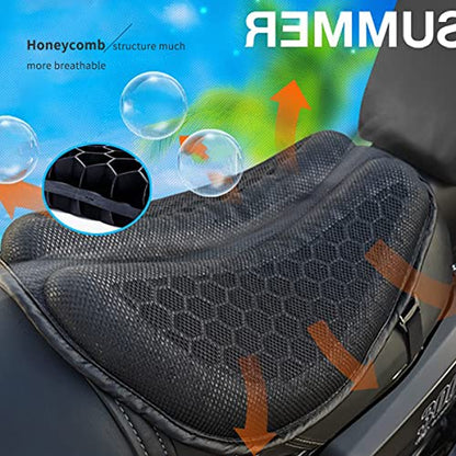 Motorcycle Seat Cushion, Motorcycle Gel Seat Pad with 3D Honeycomb Shock-Absorbing Breathable Seat Cover