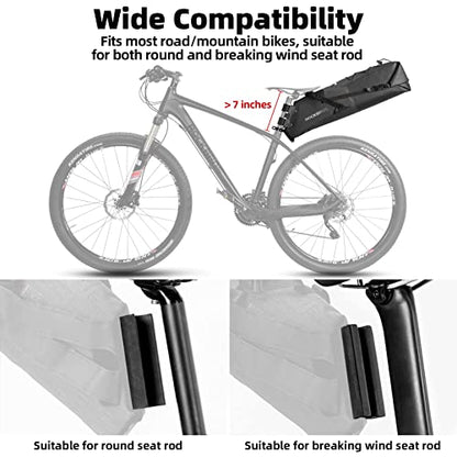 ROCKBROS Bikepacking Bag Waterproof Bike Saddle Bag Large Capacity Bikepacking Seat Bag Road Mountain Bike Seat Bag Max 14L - color: Max 14L
