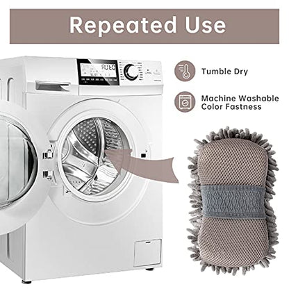 4 Pack Car Wash Mitt, BELPAIR Microfiber Sponge Cleaning Mitten for Window Cleaner, Non Scratch Sponges Auto Supplies Duster Kit Premium Washing Scrub Foam for Care Tools Foaming Cleaner (Grey)