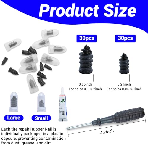 80Pcs Tire Repair Screws: Tire Repair Rubber Nail Kit with Tire Glue, Tire Plug Kit are Suitable for Quickly Repairing Punctures in Car, Motorcycle, and SUV Tires - color: 80 Pcs