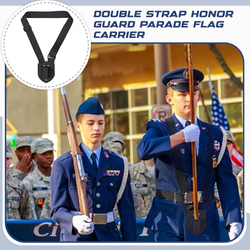 Jecery Single Strap Parade Flag Carrier Parade Harness Color Guard Flag Pole Holder Nylon Sling Carrying Belt for Parades(Black) - color: Black, style: Single Strap