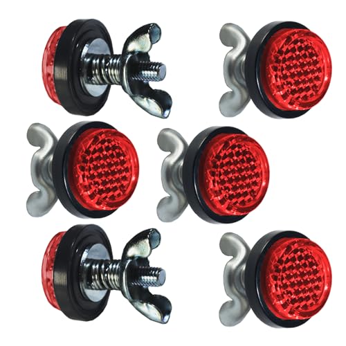 Red Reflectors Motorcycle License Plate Bolts and Nuts Mini Decorative M5 Screw Tag Bolt Round Reflective for Bike(6Pieces) (Red) - color: Red