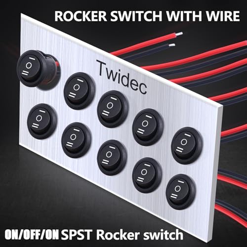 Twidec/5Pcs 12V Round Rocker Switch ON/Off/ON AC 6A/250V 10A/125V SPST 3 Pin 3 Position Toggle Switch for Car Boat Automotive RV Black with Wires KCD1-5-103-ON-OFF-ON - color: Black-Round-ON OFF ON-5PCS