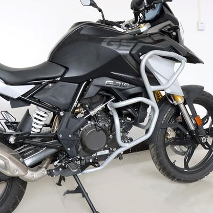 CHIFUN Engine Guard Upper Lower Highway Crash Bars Compatible with BMW G310GS G 310GS 2022 2023 Silver Steel Motorcycle Frame Protection Bars - color: Silver
