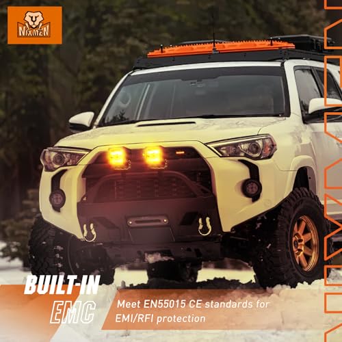 Nilight 3 Inch Cube Amber LED Pod Light Bar 20 W 1240LM Super Flood Screw-Less Offroad Driving Work Lights w/16AWG DT Wiring Harness Kit for Truck UTV 4x4 ATV Motorcycle - color: Indirect 4LED Flood Pod-Amber