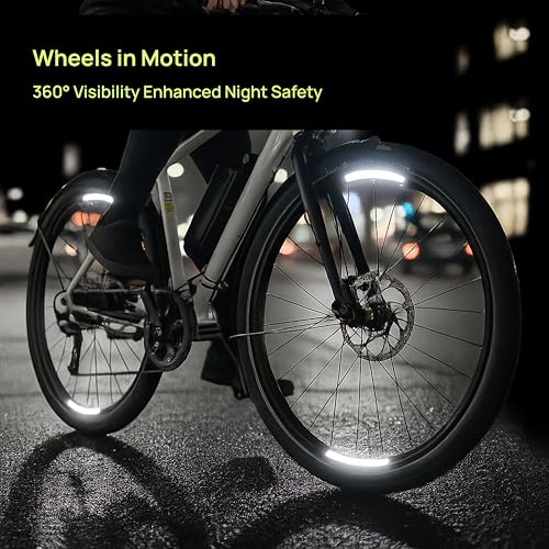 ReflecToes 720 Reflective Wheel Rim Stickers - 16 Pcs Reflective Decals, 720+ Candle Power Wheel Reflectors for Bike - High-Intensity Retroreflective Rim Tape - style: Wheel Rim 720