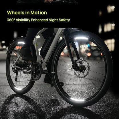 ReflecToes 720 Reflective Wheel Rim Stickers - 16 Pcs Reflective Decals, 720+ Candle Power Wheel Reflectors for Bike - High-Intensity Retroreflective Rim Tape - style: Wheel Rim 720