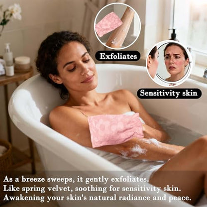 VOOVA & MOVAS 6-Pack Shower Wash Cloth, 100% Cotton Soft Absorbent Bath Mitts with Hanging Loop, 8.3x6.3 Inch European Style Bathing Gloves for Body & Spa, Jacquard Pink Flower - color: Jacquard-pink Flower-2