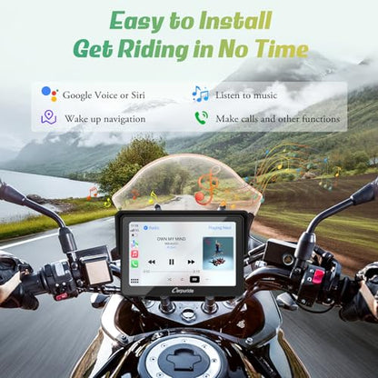 Carpuride W502 Motorcycle GPS Wireless Portable Carplay/Android Auto Waterproof Car Stereo, 5" IPS Touch Screen with Dual Bluetooth, Navigation/Siri/G00gle Assistant for Motorbike - style: Carpuride w502