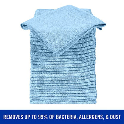Quickie Microfiber Cleaning Cloth 14 x 14 Inches Blue Pack of 288 Washable and Reusable Ideal for Multi-Surface Indoor/Outdoor Dusting and Polishing - size: 14inch x 14inch (Pack of 12), style: 24 Pack