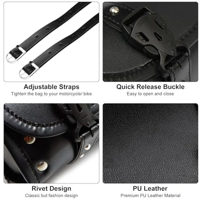 Shkalacar Universal Motorcycle Tool Bag, Fork Bag Saddlebag with Adjustable Straps, Compatible with Honda Kawasaki Suzuki Yamaha - color: Black