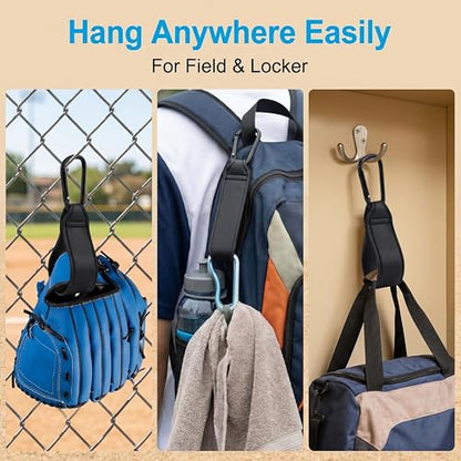 3 PCS Adjustable Baseball Glove Clip for Hanging Bags, Sports Gear Holder with Loops for Drying & Equipment Storage