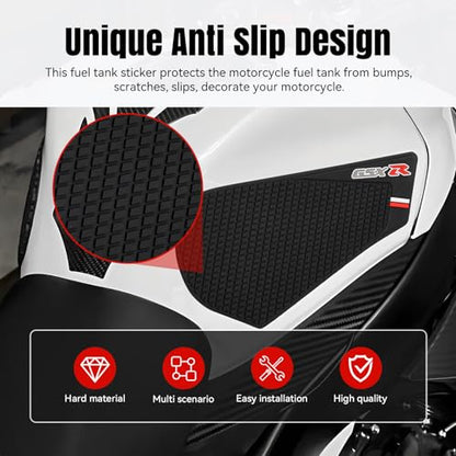 GSXR Motorcycle Tank Pad for Suzuki GSXR600 GSXR750 GSXR1000 Gas Tank Pad Protector Fuel Cap Decal Anti Slip Carbon Fiber Pattern Fuel Tank Sticker (18BK) - size: 18BK