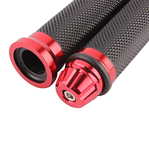 DREAMIZER Motorcycle Handlebar Grips 7/8-22mm Handle Grip Universal CNC Handlebar Cap for CBR CB GSXR 600 650 1000 R6 Ninja ZX H2 - Red - color: Red