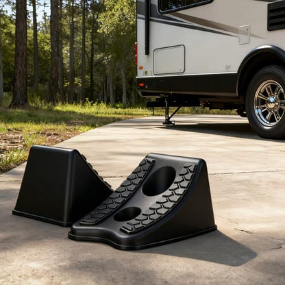 TONDA Wheel Chocks, Heavy Duty Wheel Wedge for Car, Travel Trailer, 4 Pack | SPACE-SAVING DESIGN, ANTI-SLIP SURFACE, TRIANGULAR DESIGN, HEAVY-DUTY - color: 4 PACK