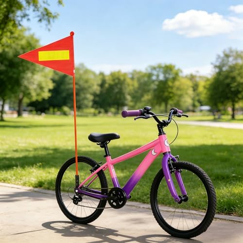 6PCS Orange Bike Safety Flag,6 Ft Bike Flags with Heavy Duty Fiberglass Flag Pole and Mounting Bracket, High Visibility Reflective Orange Flag Adjustable Bicycle Flag Pole